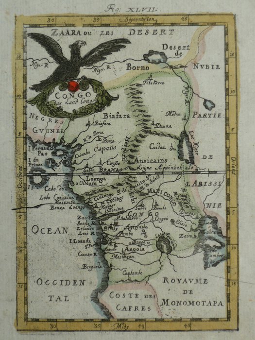 África, Mapa - Congo; A.M. Mallet - Congo das Land Congo - 1681-1700