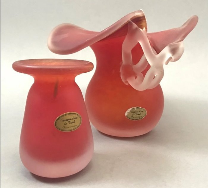 Verrerie d'Art de Toul - Vase (2) -  Paire de Vases Corolles aux Deux Couleurs  - Geschmolzenes Glas