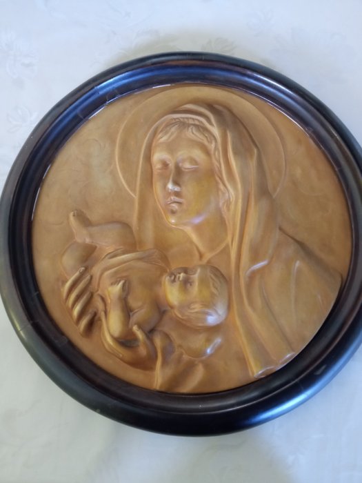 Relief, Madonna con Bambin - 38 cm - Marmură