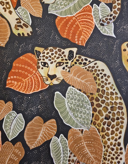 Luksuriøst asiatisk stof med leoparder - 600x140 cm - Artmaison Oriental Design - Tekstil - 140 cm - 0.02 cm