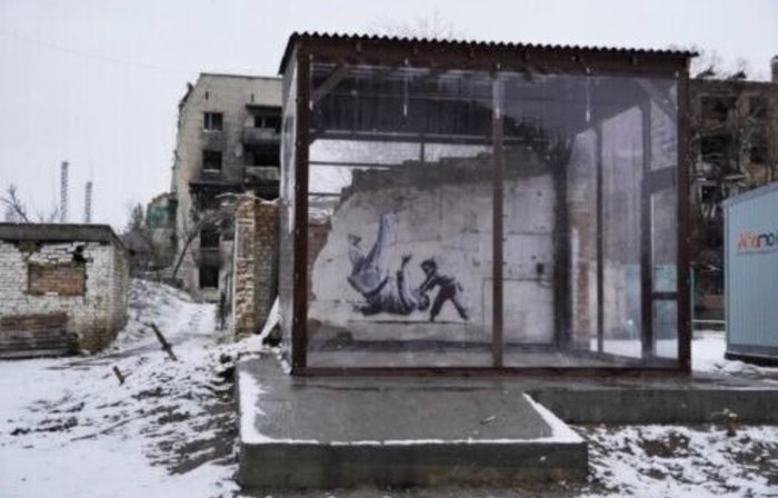Ucrânia - Banksy - FCK PTN (ПТН ПНХ!) – Conjunto completo (folha, cartão e envelope) – Edição limitada - Postal (3) - 2023-2023