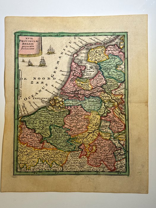Europe, Map - Benelux; Johann Christoph Weigel - XVII Provinciae Belgii accurate delineatae - 1721-1750