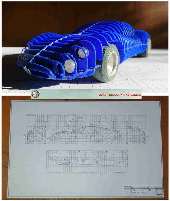 Modellino e disegno scala 1:10. - Alfa Romeo - 33 STRADALE - 2023