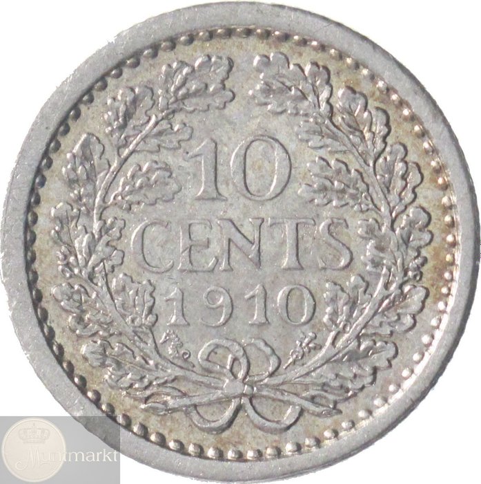 Nederland. Wilhelmina. 10 cent 1910