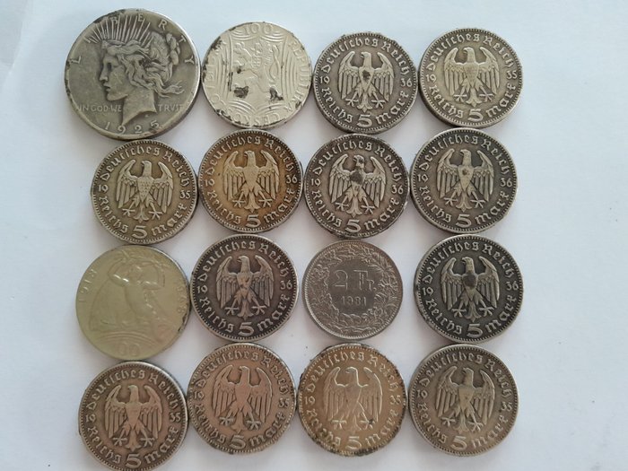 World. Lot of 16 coins 1925/1981