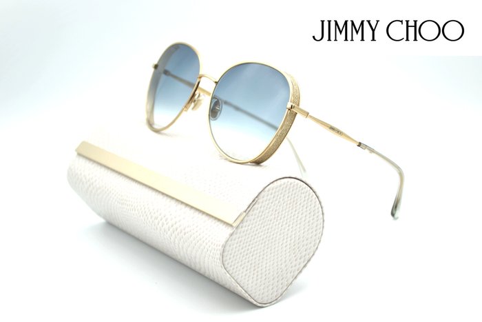 Jimmy Choo - FELINE 00008 - Exclusive Aviator Design - Gold Metal & Blue Lenses - *New* - Sunglasses