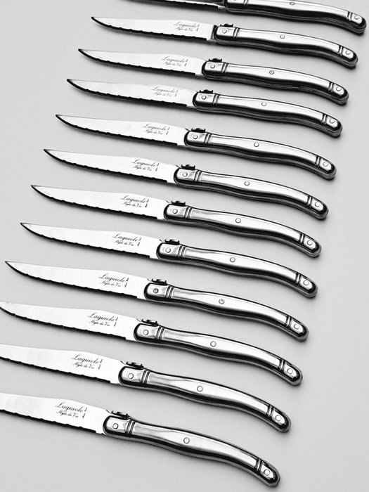 Laguiole - 12x Steak Knives - Completely Stainless Steel - style de - Zestaw noży stołowych (12) - Stal nierdzewna