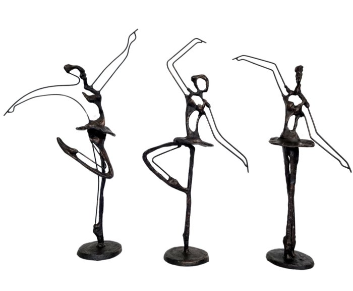 Figuur – Set van drie danseressen – IJzer (gegoten)