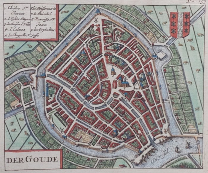 Netherlands, Town plan - Gouda; J.N. de Parival - Der Goude - 1685