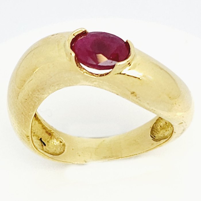18 克拉 金色 - 戒指 紅寶石