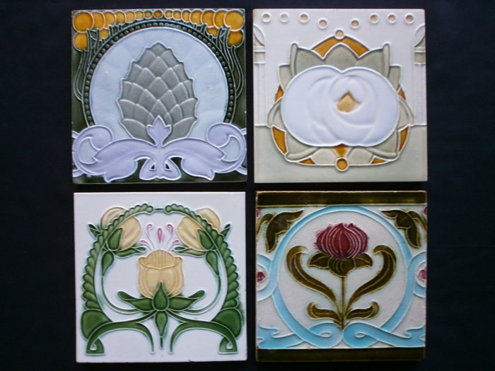 Fliese (4) - N.V.Ceramiekprodukten De Dijle, Wijgmaal België - Art Nouveau - 1900-1925 