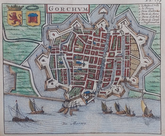 Pays-Bas, Plan de ville - Gorinchem; J.N. de Parival - Gorchum - 1685