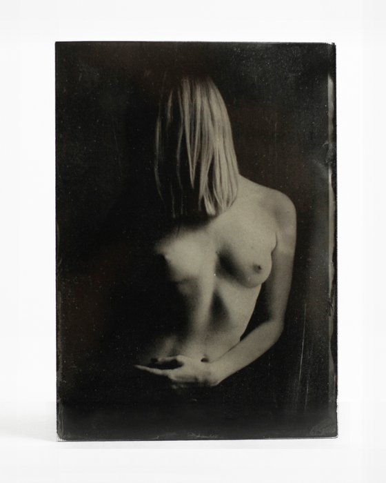 R. Khavro - Original Wet Plate Collodion - Ambrotype - Nude (Signed)