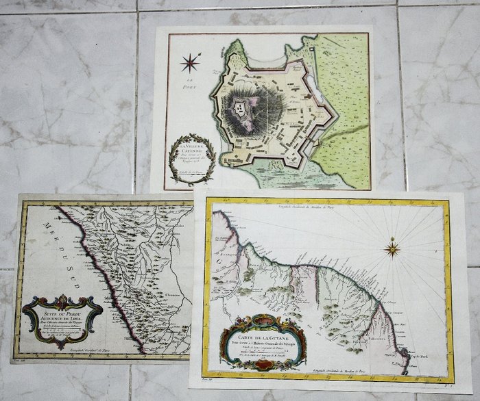 America, Map - South America / Suriname / Peru / Lima; Bellin - Suite du Perou Audience de Lima. - 1751-1760