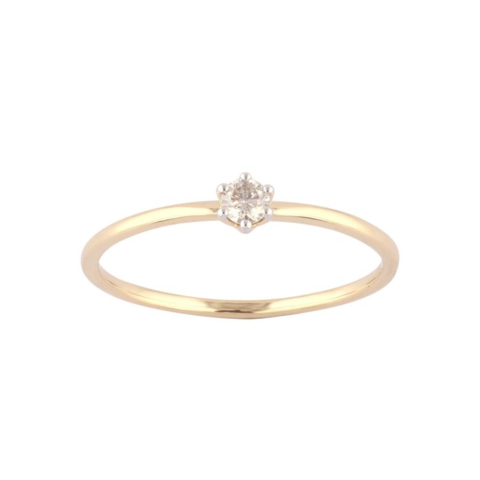 Ohne Mindestpreis - Ring - 18 kt Gelbgold -  0.10 tw. Diamant  (Natürlich) 