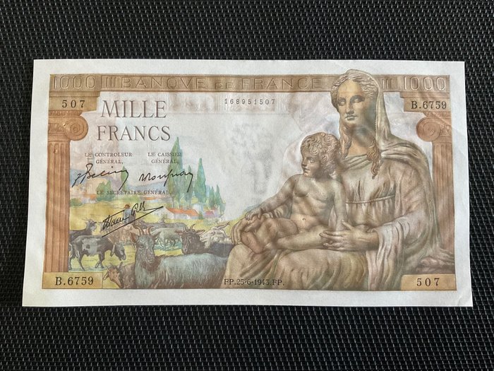 Francia. - 1000 francs 25/06/1943 - Fayette 40-28