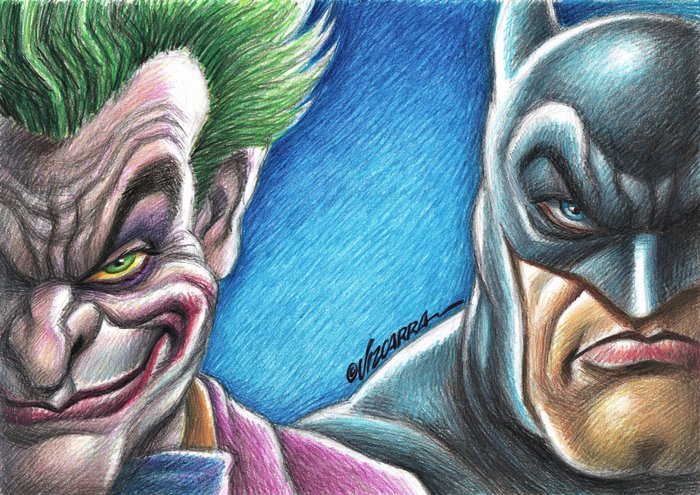 Joan Vizcarra - Batman vs The Joker - Hand Signed - Fine Art Print