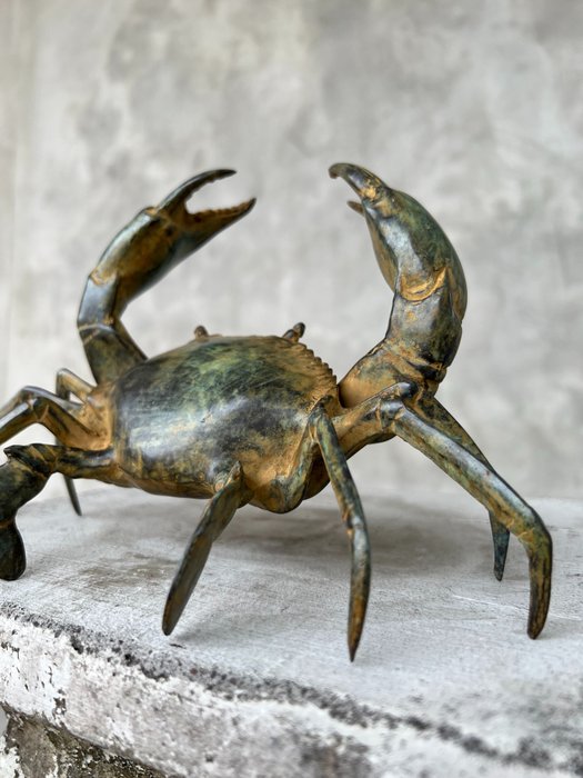 雕塑, NO RESERVE PRICE - Bronze Patinated Crab Sculpture - 14 cm - 黄铜色