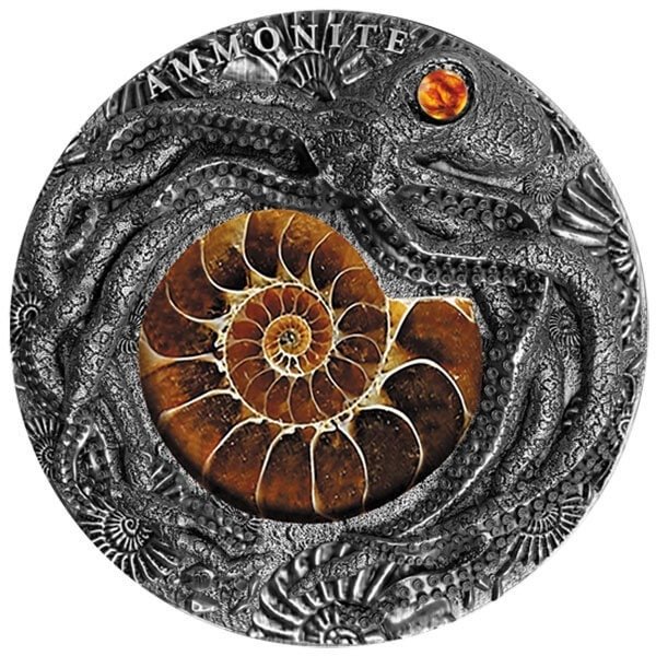 Niue. 5 Dollars 2019 Ammonite - Antique Finish, 2 Oz (.999)