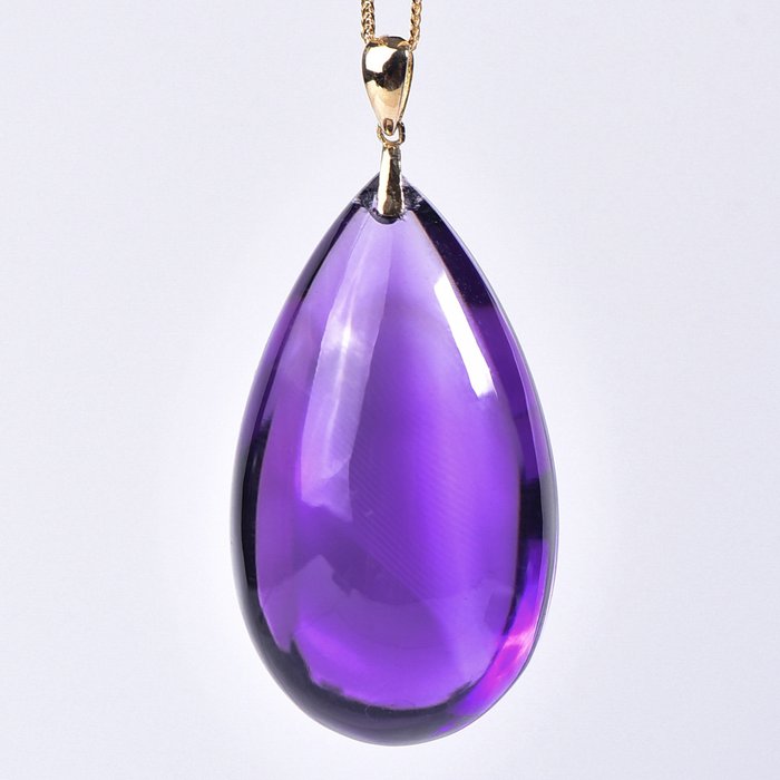 无底价 - 天然紫水晶和金链 - 高品质作品- 6.62 g