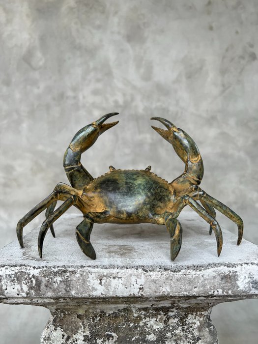 雕塑, NO RESERVE PRICE - Bronze Patinated Crab Sculpture - 14 cm - 黄铜色