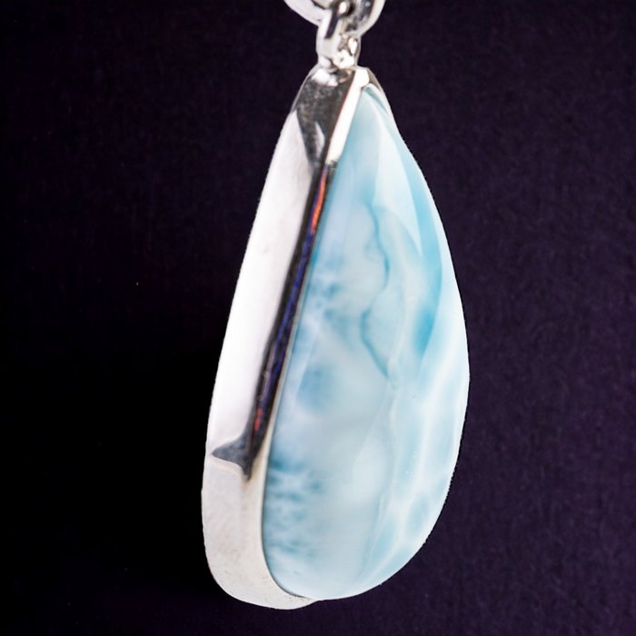 Larimar the Gem of the Caribbean Silver Pendant With Larimar, Earthly Paradise - Height: 41 mm - Width: 22 mm- 11 g