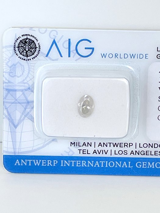 1 pcs Diamant  (Natürlich)  - 0.51 ct - Oval - K - SI2 - Antwerp International Gemological Laboratories (AIG Israel)