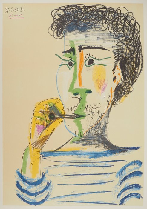 Pablo Picasso (1881-1973) - Homme à la marinière et à la cigarette