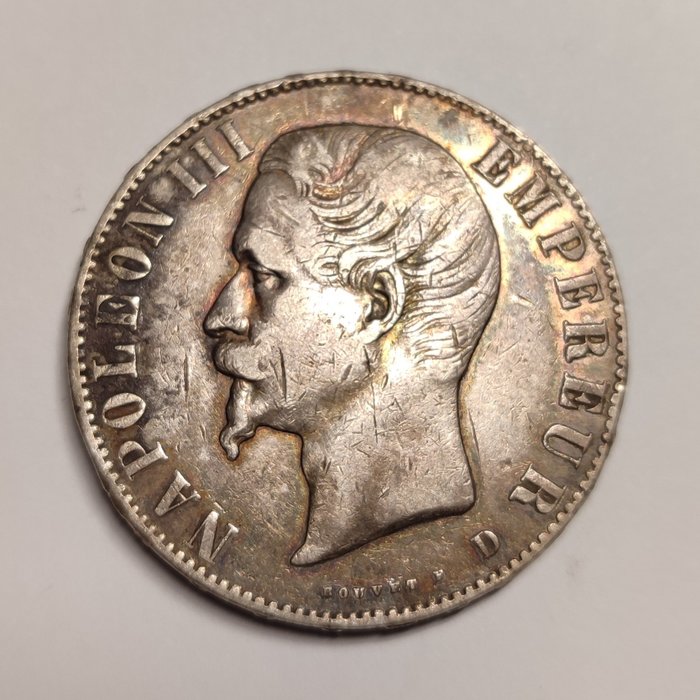 法國. 拿破崙三世 (1852-1870). 5 Francs 1856-D, Lyon  (沒有保留價)