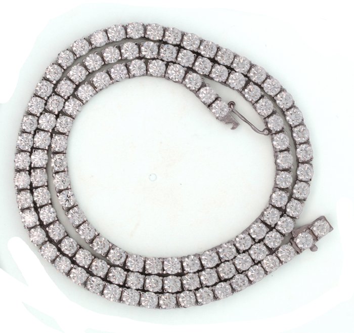 Halskette - 14 kt Weißgold -  15.75 tw. Diamant  (Natürlich) 