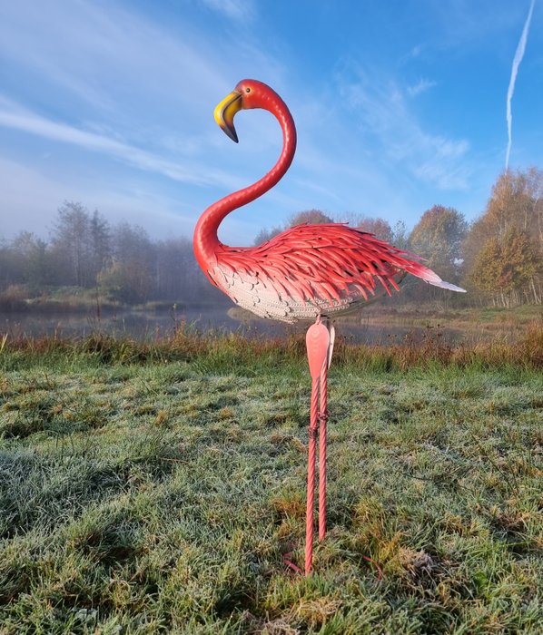 Figuur - Levensechte flamingo - IJzer (gegoten/gesmeed)