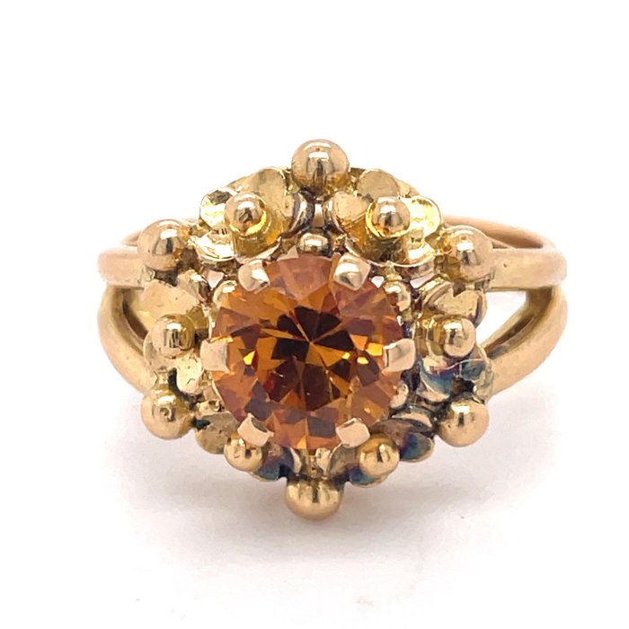 Cocktail ring - 18 kt. Yellow gold Topaz 