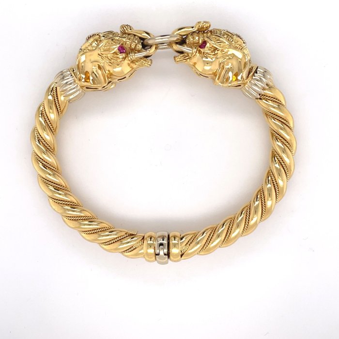 Bracelet - 18 carats Or jaune, Émail Rubis 