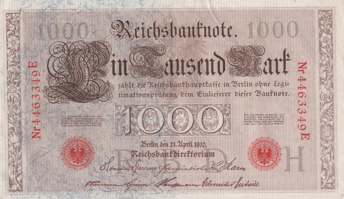 Alemania. - 110 x 1000 Mark 1910 - Pick 44