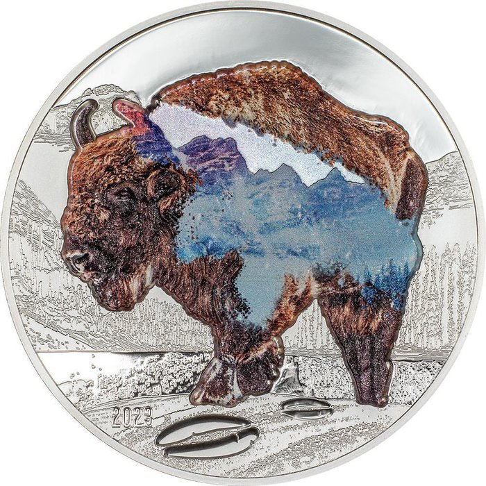 Mongolia. 1000 Togrog 2023 Bison Into The Wild, 2 Oz (.999)