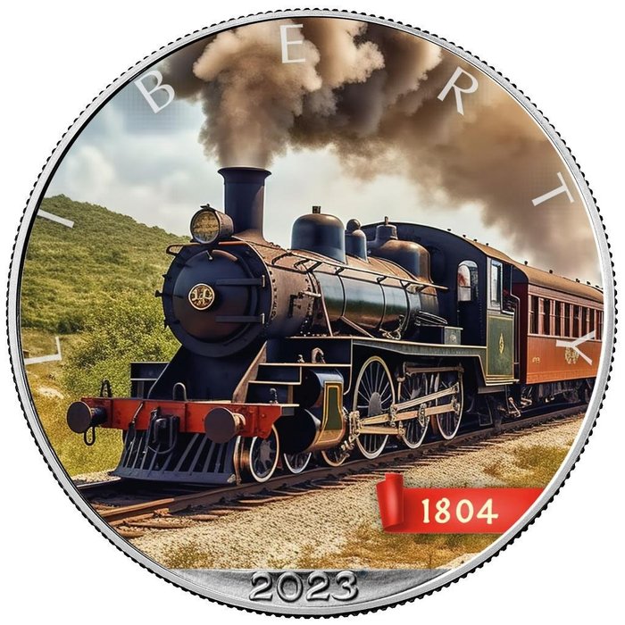 United States. 1 Dollar 2023 American Eagle - Erfindungen - Dampflokomotive, 1 Oz (.999)
