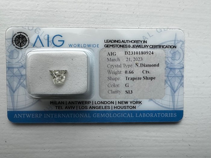 1 pcs Diamant - 0.66 ct - Trapez - G - SI3