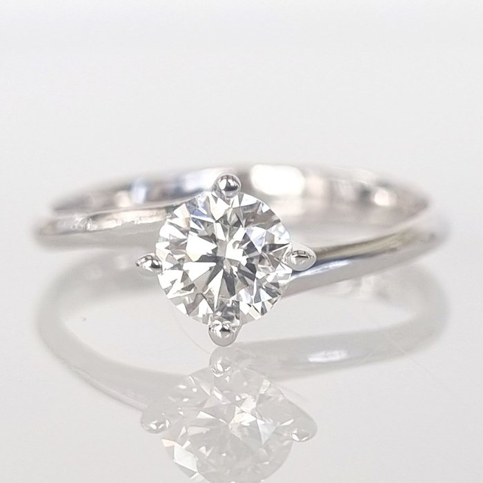 Inel de logodnă - 14 ct. Aur alb Diamant  (Natural)