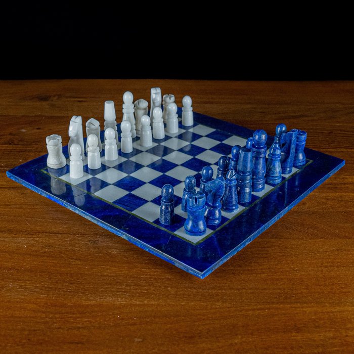 Μεγάλο διακοσμητικό μπλε Lapis Lazuli Παιχνίδι σκακιού- 3661.54 g