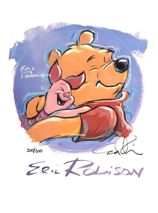 Hand-signed and numbered print - 'Pooh and Piglet' by Eric Robison - 1 Signeret tryk - 2023