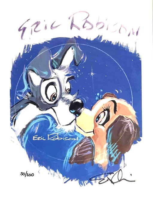 Hand-signed and numbered print - 'Lady and the Tramp' by Eric Robison - 1 Signerat tryck - 2023