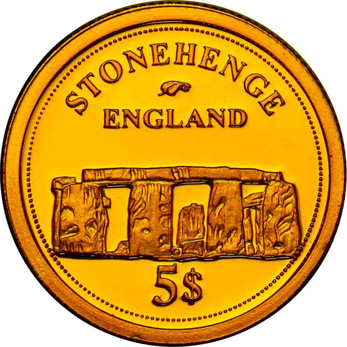 斐济. 5 Dollars 2006 "Stonehenge in England" Certificate, 1/25 Oz, Proof  (没有保留价)
