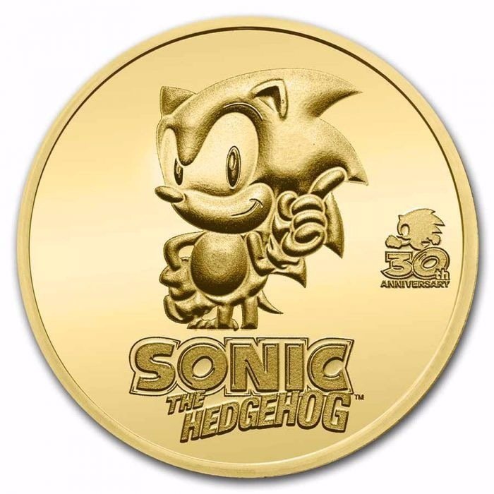 Niue. $250 NZD 2021 1 oz  $250 NZD Niue Sonic the Hedgehog 30th Anniversary Gold Coin BU