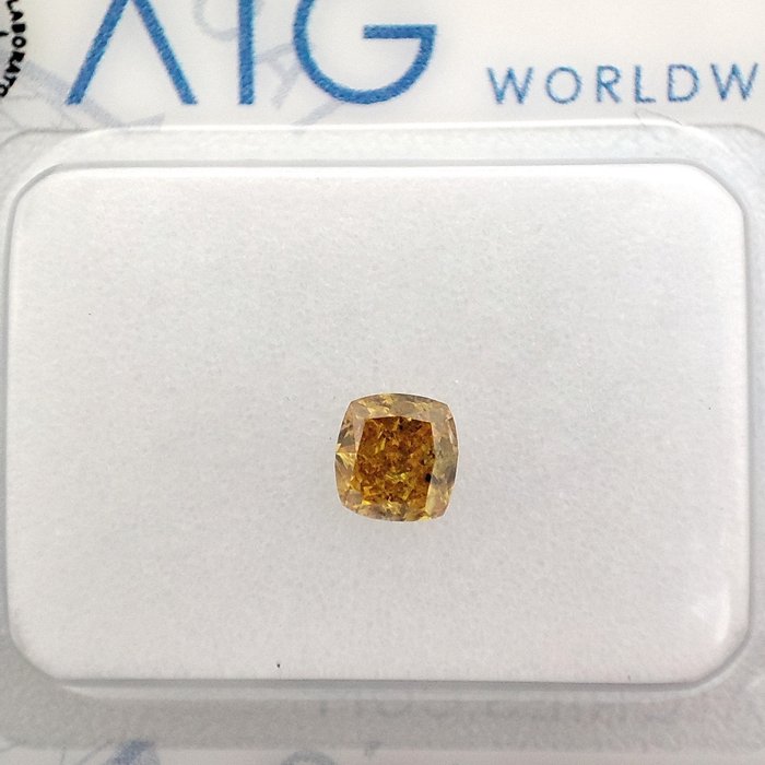 Diamant - 0.31 ct - Pude - Fancy Vivid Brownish Yellow - I1 *NO RESERVE PRICE*