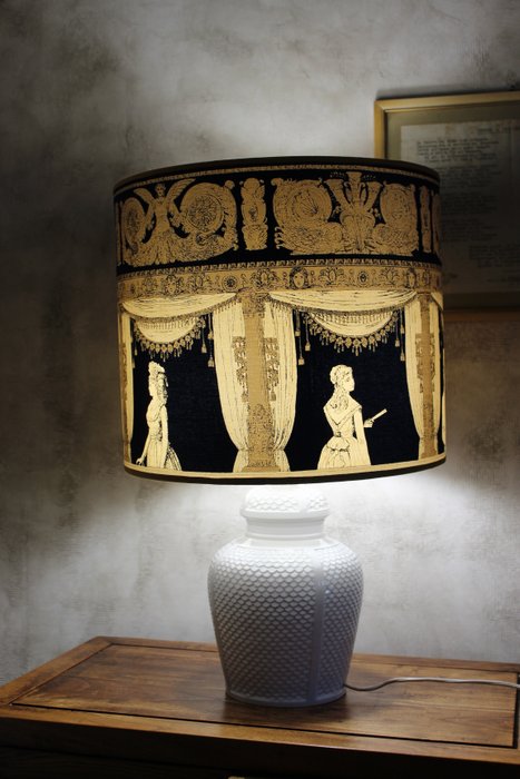 Lampe en céramique avec tissu Piero Fornasetti "Teatro"