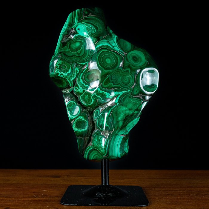 Very Decorative Natural Malachite Polished, on Stand- 5902.47 g