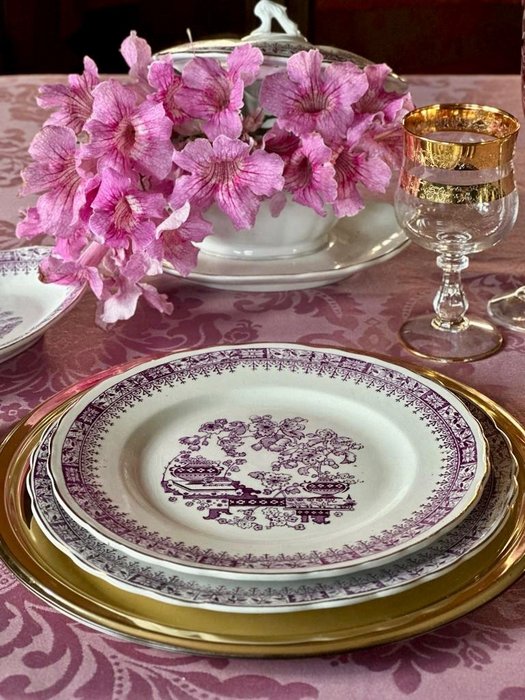 锦缎桌布，淡紫色。大桌子。 - 桌布 - 270 cm - 190 cm