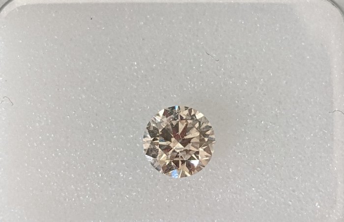 鑽石 - 0.41 ct - 圓形 - K(輕微黃色、從正面看是亮白的), Faint Brown - SI2, No Reserve Price