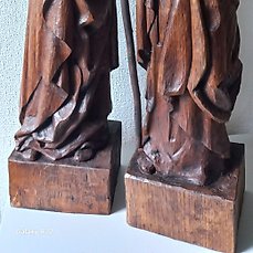 sculptuur, Twee beelden Maria en Sint Jozef . – 68 cm – Eik – 1920