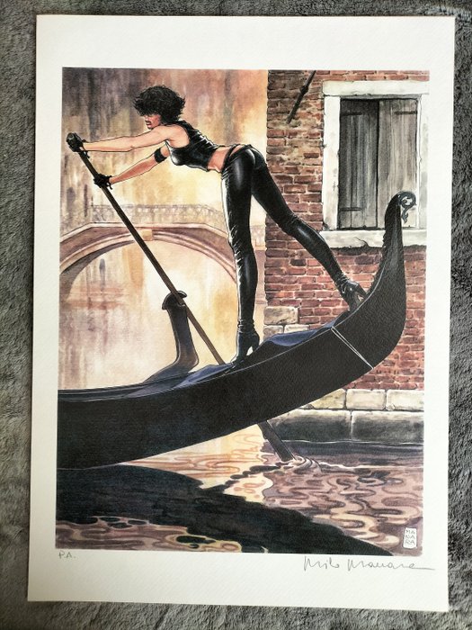 Milo Manara - stampa Black lady in venice - Loose page - First edition -  Catawiki